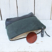 Rosanna Clare Waxed cotton and Leather Wash bag 01