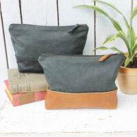 Rosanna Clare Waxed cotton and Leather Wash bag 05