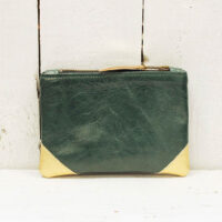 Rosanna Clare gold triangle corner leather purses in green-2