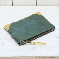 Rosanna Clare gold triangle corner leather purses in green