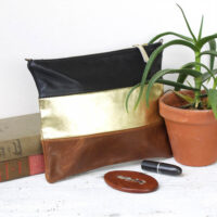 Rosanna Clare stripy leather clutch bag 01