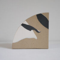 Arc Vase in Speckled Stoneware with Black and White Inlay 1