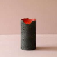 black concrete candleholder pomegranate colour inside