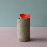 natural concrete candleholder pomegranate colour inside