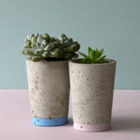 small concrete pots nordic sky and lavender stripe