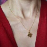 Abahti Leaf Pendant with Gemstone