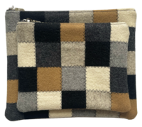 Neutral Checkered Pouches