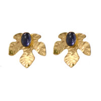 Victoria-von-Stein-Riverleaf-Lily-Leaf-stud-earrings-GP-Iolite-