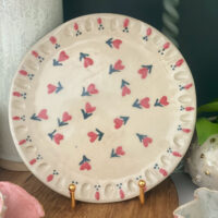 Slip decorated plate