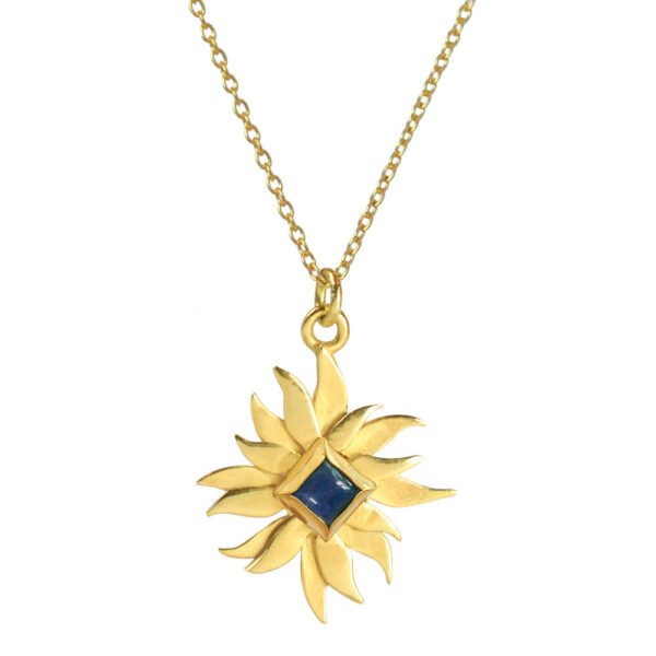 Iolite sun leaf pendant