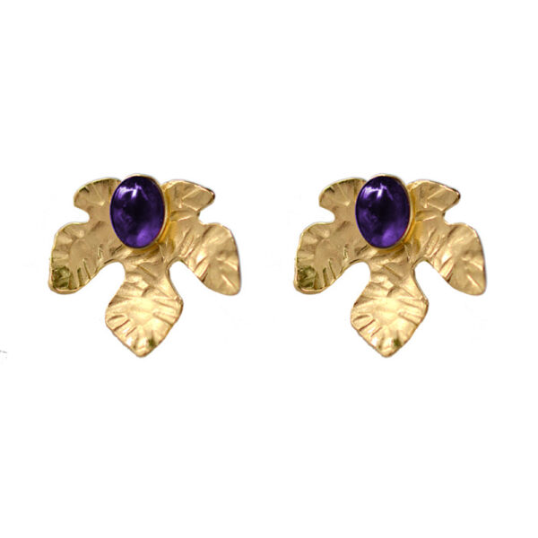 Amethyst leaf earrings