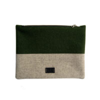 hunter green & sand wool zip pouch_back