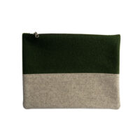 hunter green & sand wool zip pouch_front