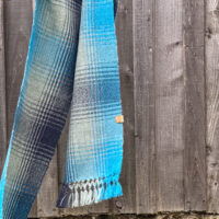 Fruitbat - Blue & Grey Graduating Plaid Scarf 1 - Frutibat Textiles