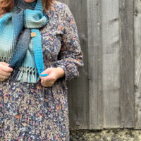 Fruitbat - Blue & Grey Graduating Plaid Scarf 2 - Frutibat Textiles